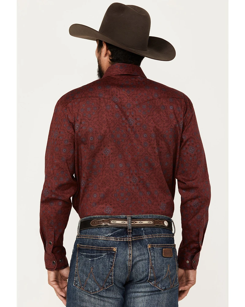 Rough Stock by Panhandle Men's Bandana Paisley Print Long Sleeve Snap Stretch Western Shirt