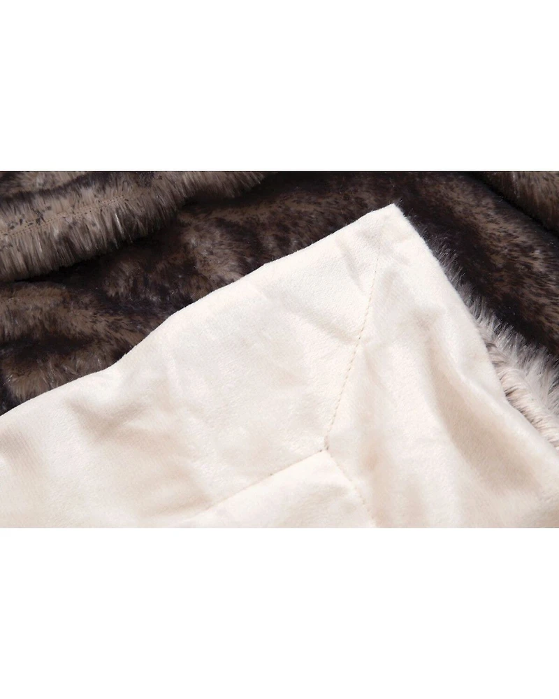 Carstens Home Dark Grey Tipped Fox Faux Fur Throw Blanket