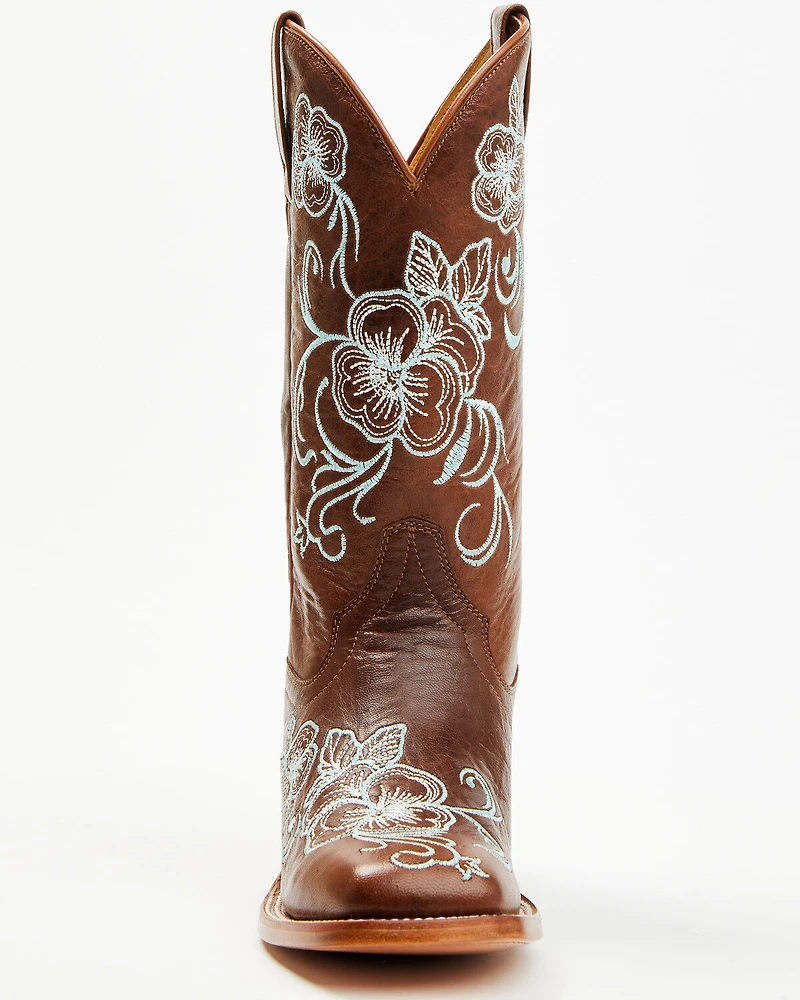 Shyanne Women's Lasy Floral Embroidered Western Boots - Broad Square Toe