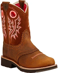 Ariat Girls' Fatbaby Powder Brown Western Boots - Round Toe