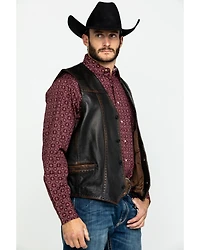 Scully Leatherwear Men's Leather Buck Stitch Vest