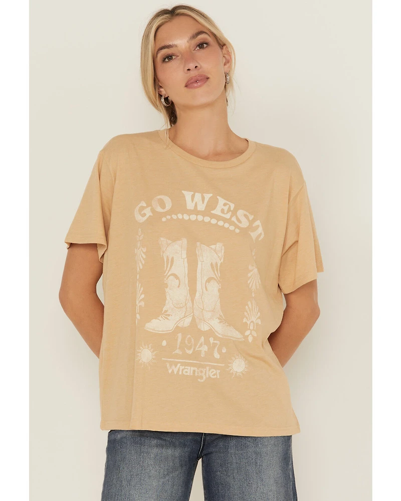 Wrangler Women's Go West Short Sleeve Girlfriend Graphic Tee