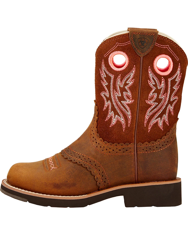 Ariat Girls' Fatbaby Powder Brown Western Boots - Round Toe