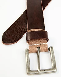 Brother and Sons Men's Brown Crimped Leather Belt