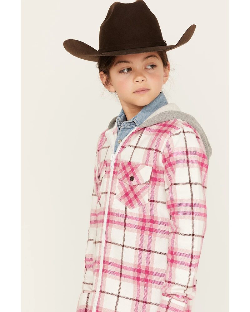 Shyanne Girls' Plaid Print Long Sleeve Flannel Shacket