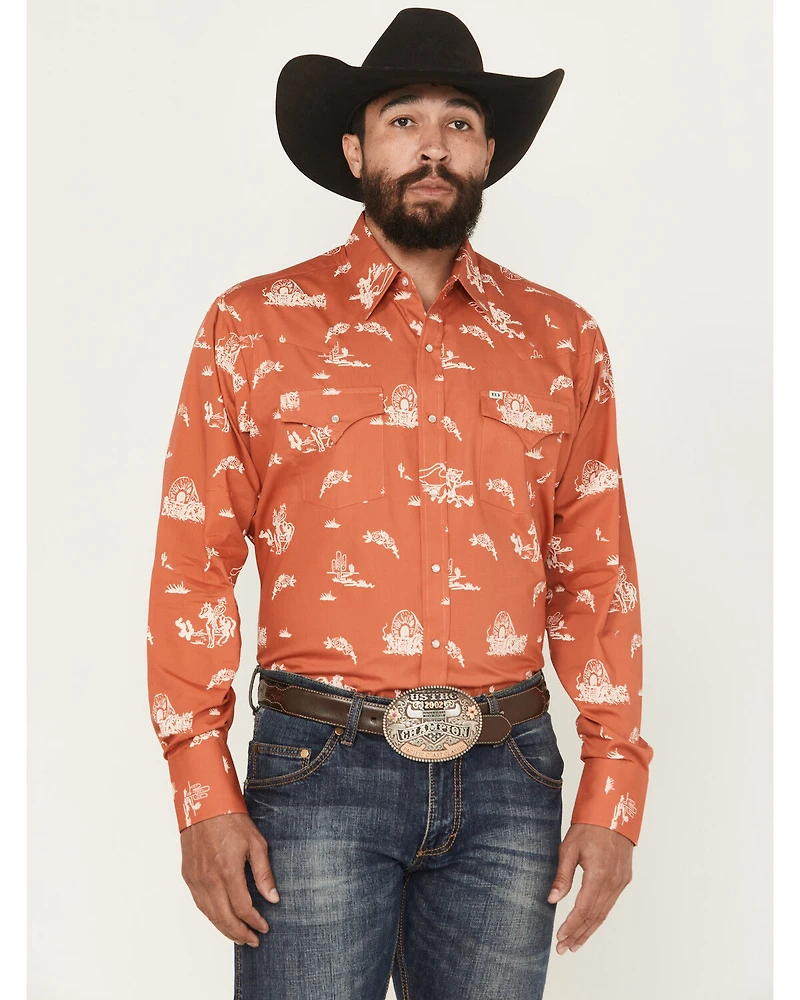 Ely Walker Men's Horse Print Long Sleeve Snap Western Shirt