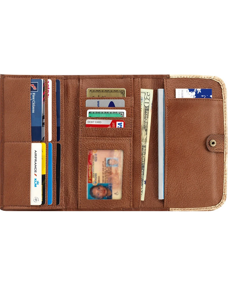 American West Women's Distressed Charcoal Brown Annie's Secret Tri-Fold Wallet