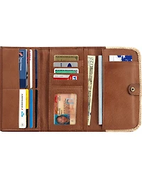 American West Women's Distressed Charcoal Brown Annie's Secret Tri-Fold Wallet