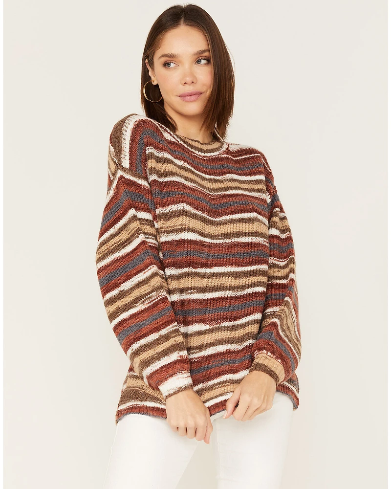 Cleo + Wolf Women's Stripe Knit Oversized Sweater
