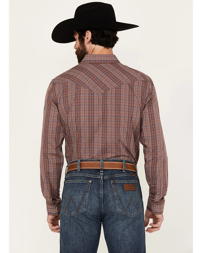 Cody James Men's Mountain Plaid Print Long Sleeve Snap Western Shirt