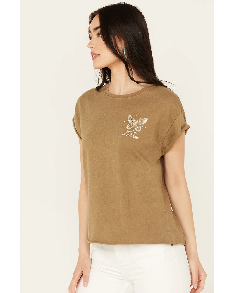 Cleo + Wolf Women's Burnout Butterfly Relaxed Graphic Tee