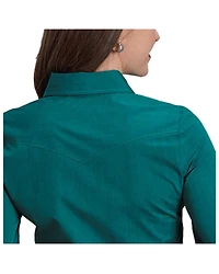 Roper Women's Solid Long Sleeve Snap Western Shirt
