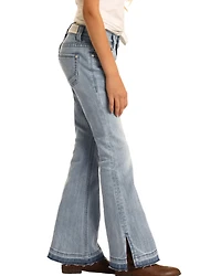 Rock & Roll Denim Girls' Light Wash Split Hem Basic Trouser