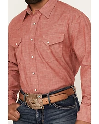 Wrangler Men's Vintage Chambray Solid Long Sleeve Snap Western Shirt