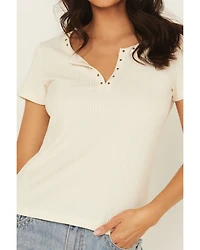 Shyanne Women's Studded Rib Knit V-Neck Top