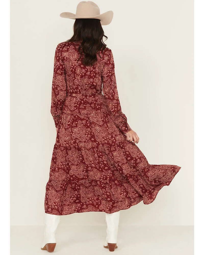 Ariat Women's Sahara Paisley Print Long Sleeve Button-Down Midi Dress