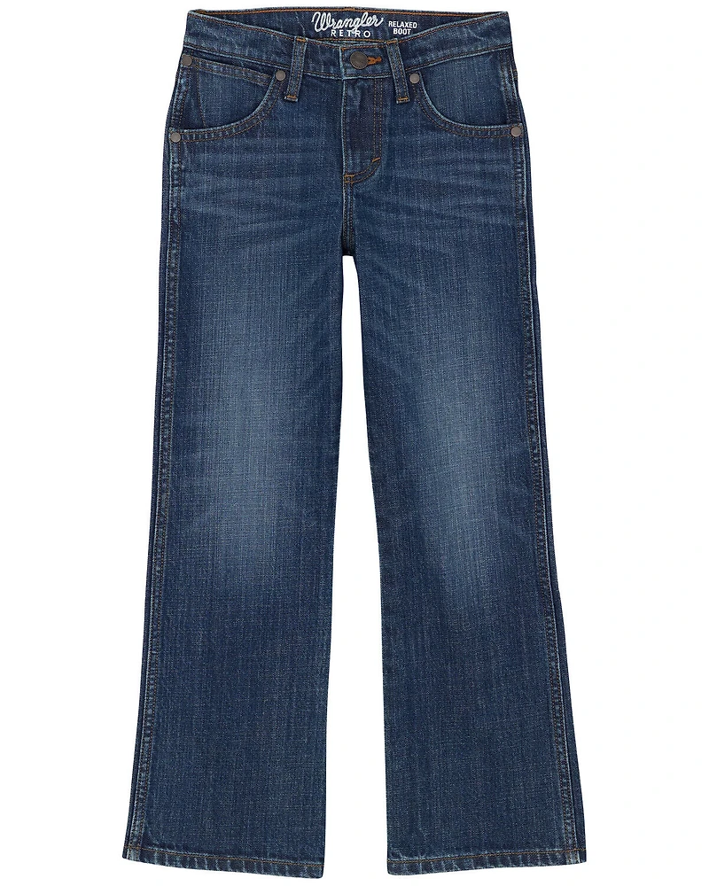 Wrangler Retro Little Boys' Jackson Hole Dark Wash Relaxed Bootcut Stretch Denim Jeans