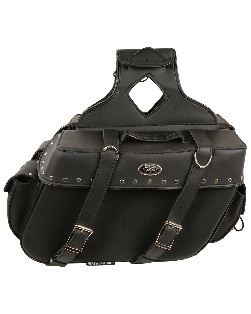 Milwaukee Leather Large Zip-Off Throw Over Riveted Saddle Bag