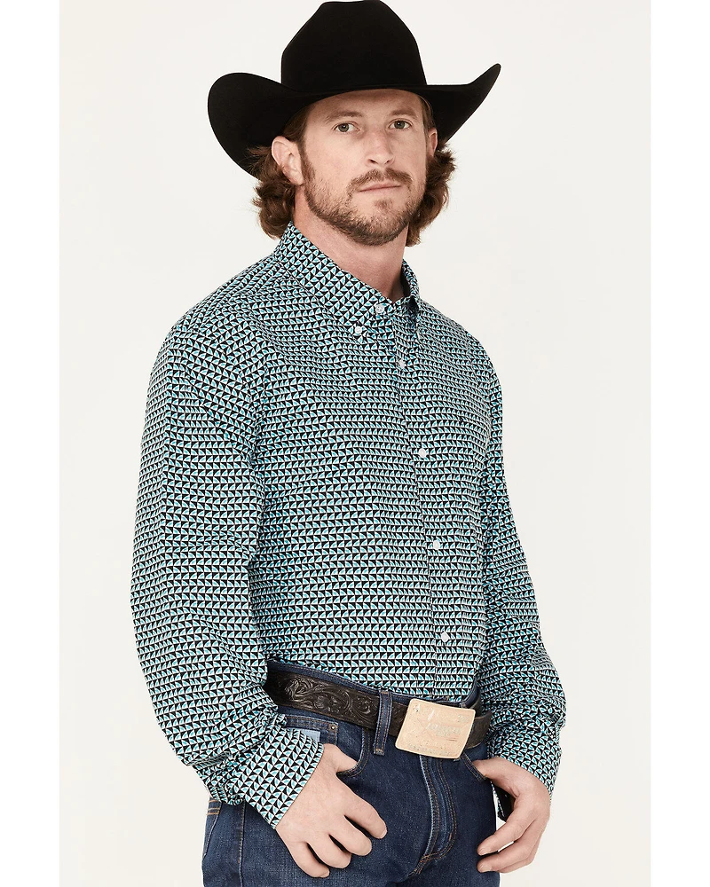 RANK 45® Men's Colt Geo Print Long Sleeve Button-Down Western Shirt