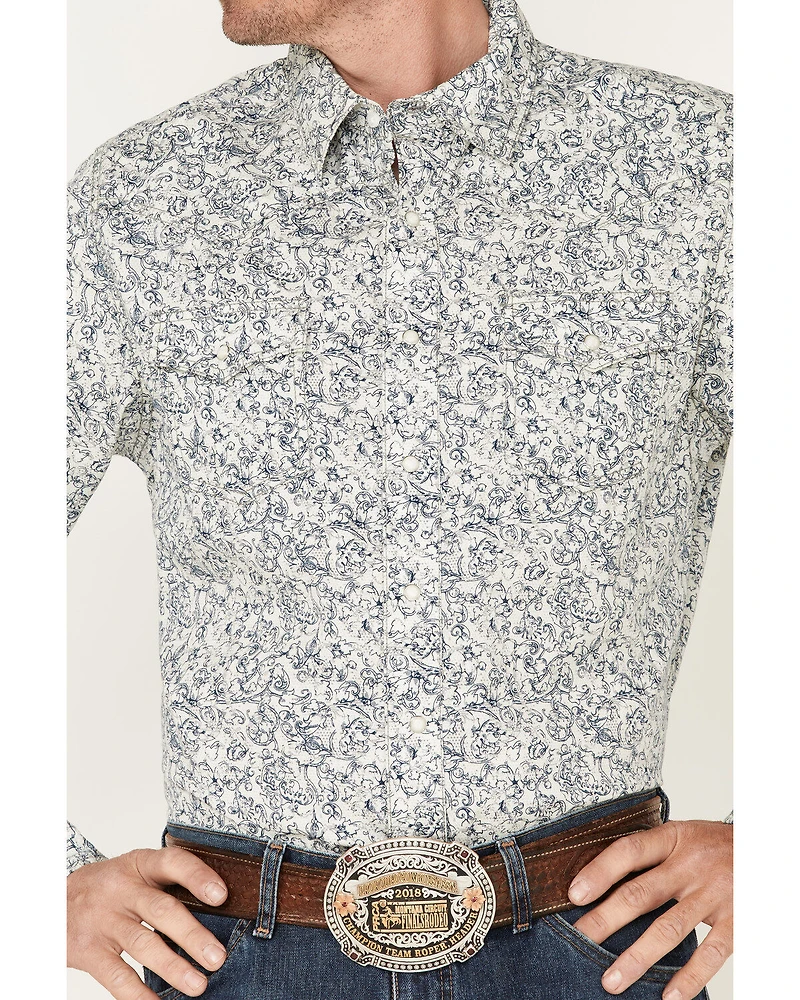 Wrangler Retro Premium Men's Paisley Print Long Sleeve Snap Western Shirt