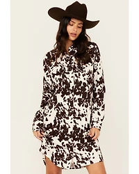 Wrangler Retro Women's Cow Print Long Sleeve Mini Dress