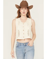 By Together Women's Rory Crochet Button-Down Vest