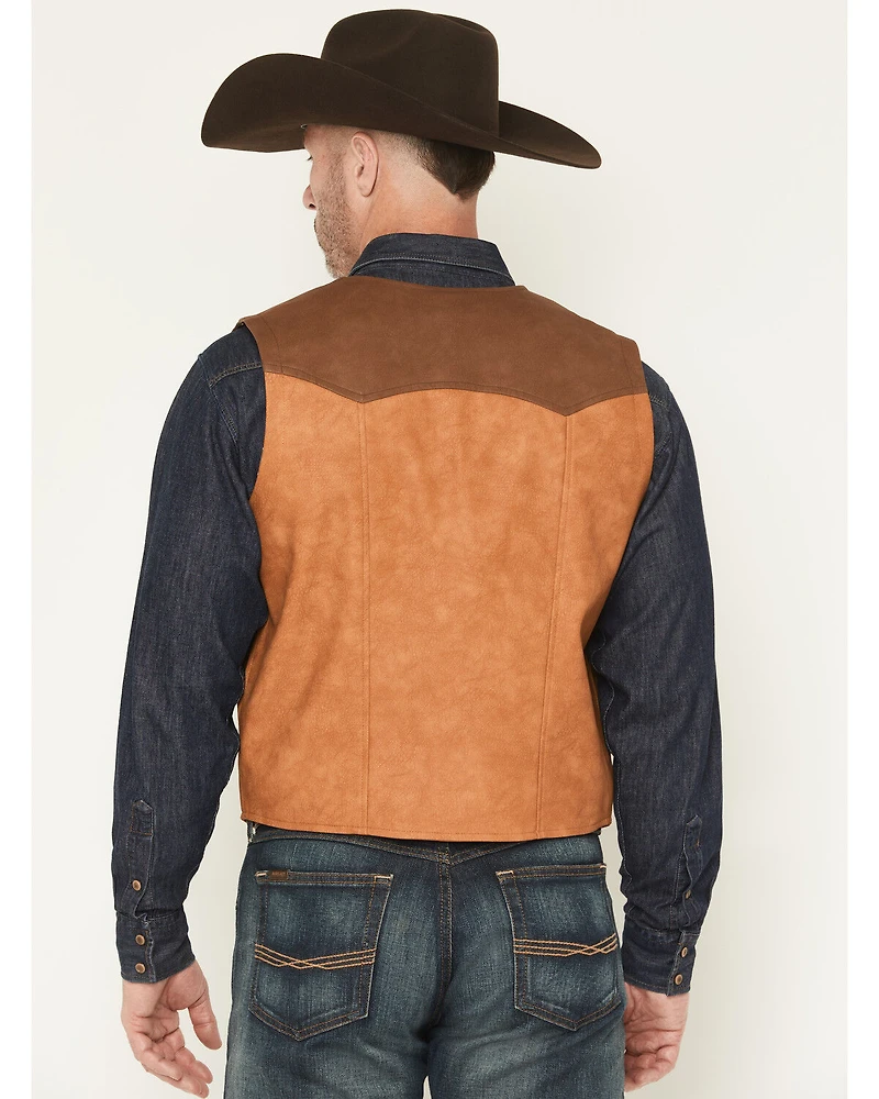 Cody James Men's Buckaroo Colorblock Faux Leather Button-Down Vest