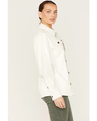 Cleo + Wolf Women's Oversized Solid Faux Leather Shacket