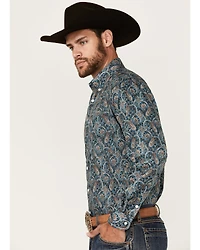 Rough Stock by Panhandle Men's Paisley Print Long Sleeve Button-Down Western Shirt