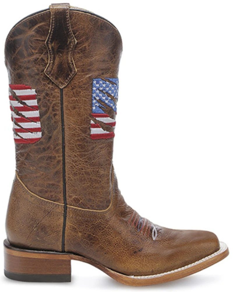 Corral Girls' Patriotic Embroidered Western Boots - Broad Square Toe