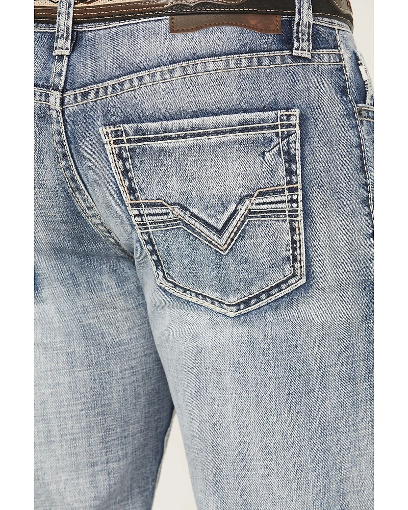 Rock & Roll Denim Men's Light Wash Double Barrel Relaxed Straight Jeans