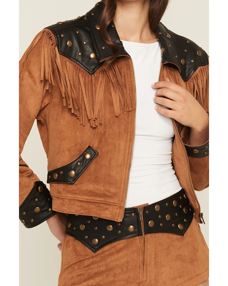 Show Me Your Mumu Women's Wilson Faux Suede Fringe Jacket