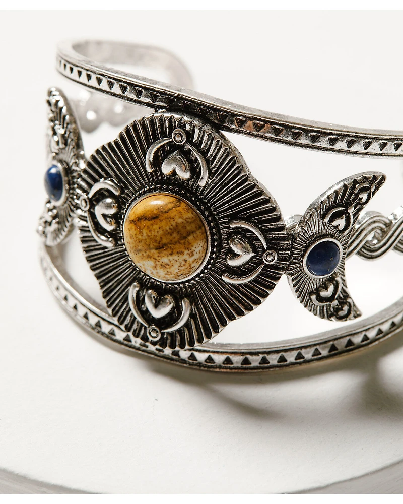 Shyanne Women's Monument Valley Silver Medallion Cuff Bracelet