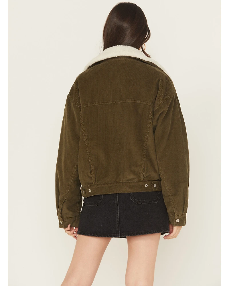 Levi's Women's Corduroy Sherpa Lined Snap Trucker Jacket