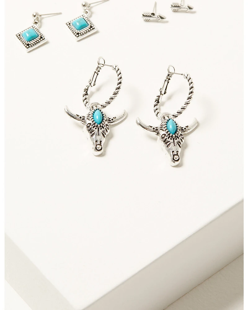 Shyanne Women's Steer Head and Arrow Earring Set - 3 Piece