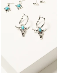 Shyanne Women's Steer Head and Arrow Earring Set - 3 Piece