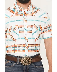Rock & Roll Denim Men's Southwestern Print Short Sleeve Snap Stretch Western Shirt