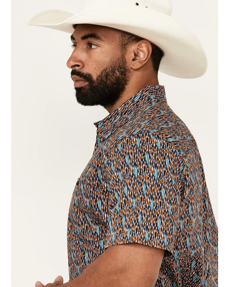 RANK 45® Men's Raflame Geo Print Short Sleeve Button-Down Stretch Western Shirt