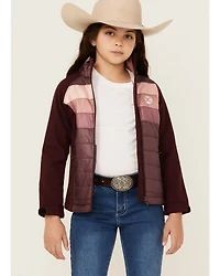 Hooey Girls' Port Striped Quilted Softshell Jacket