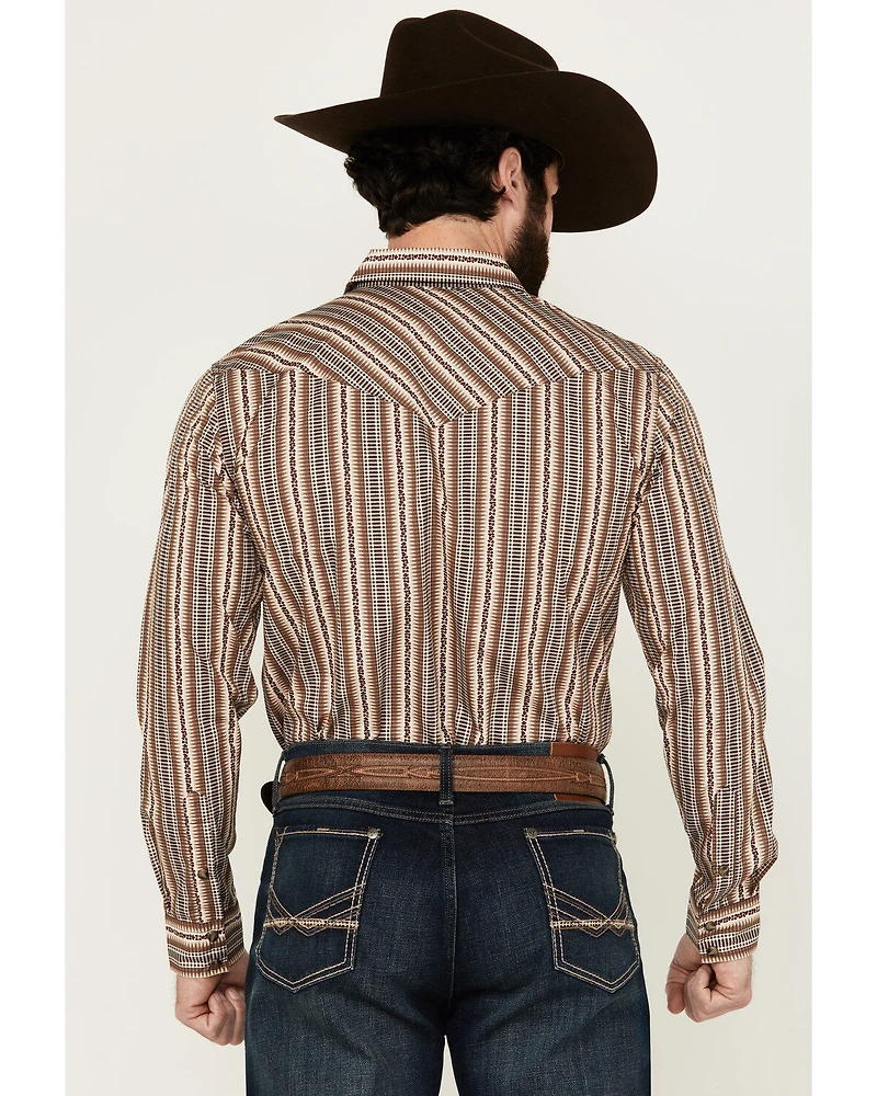 Gibson Men's Show Downer Floral Striped Long Sleeve Snap Western Shirt
