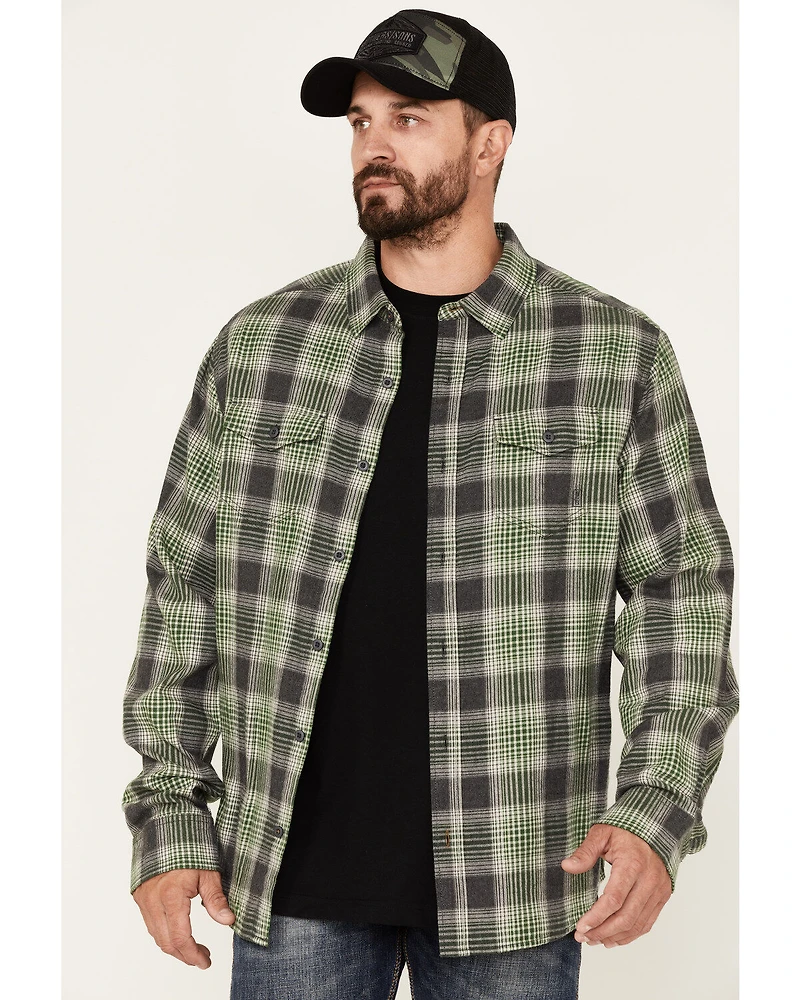 Brothers and Sons Men's Plaid Print Long Sleeve Button Down Flannel Shirt