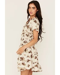 Ariat Women's Stellar Conversational Print Tiered Short Sleeve Mini Dress