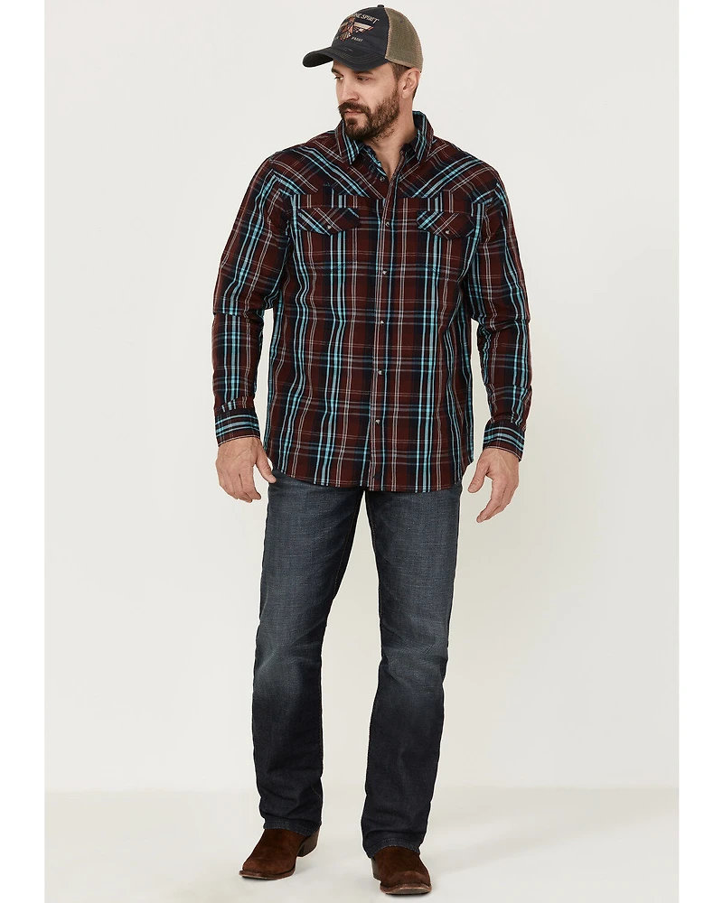 Moonshine Spirit Men's Fire Starter Large Plaid Long Sleeve Snap Western Shirt