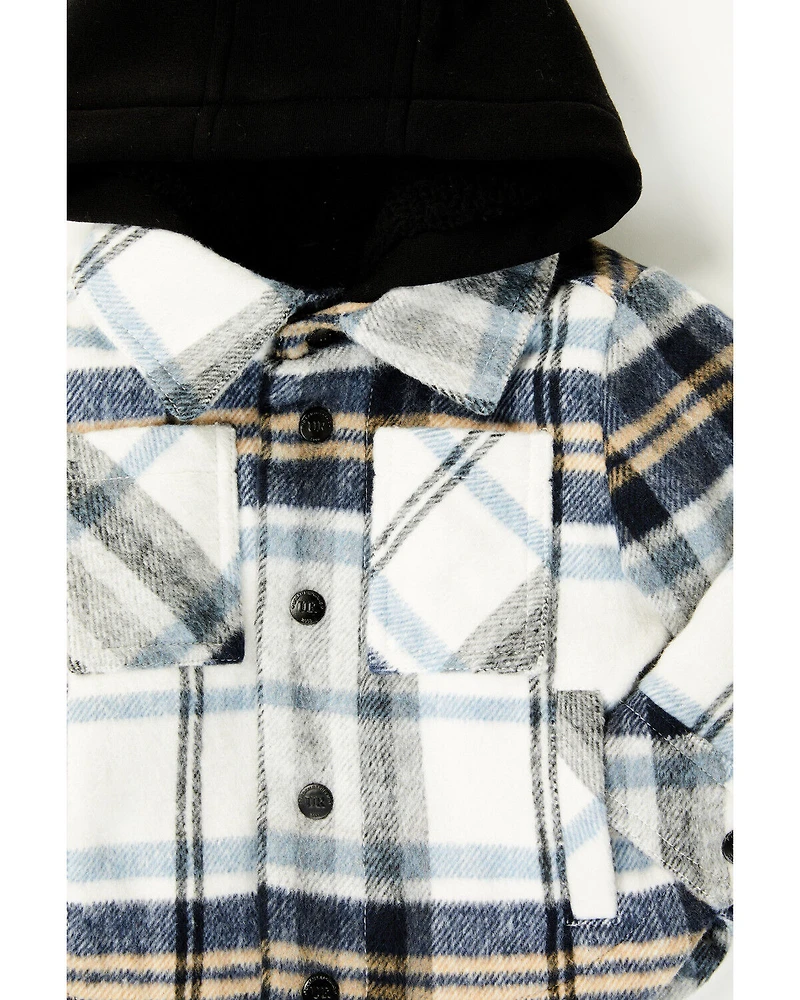 Urban Republic Infant Boys' Plaid Print Hooded Shirt Jacket