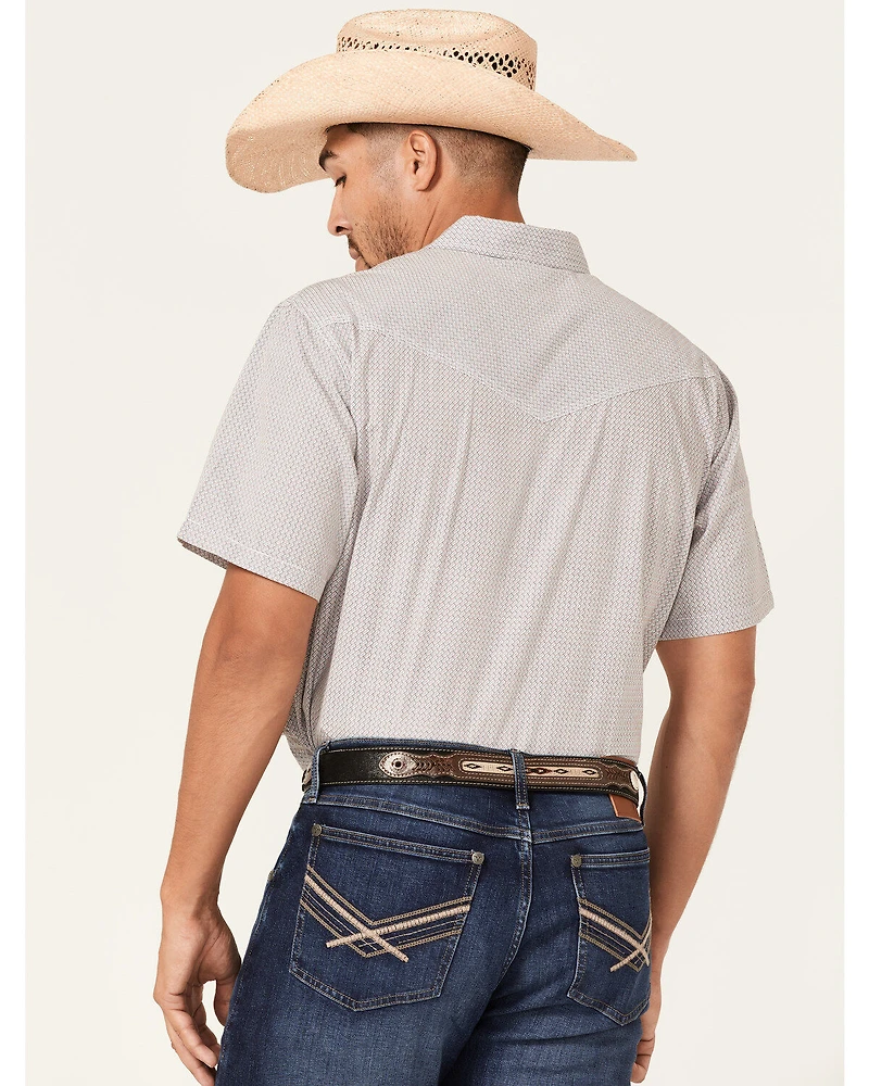 Moonshine Spirit Men's Static Geo Print Short Sleeve Snap Western Shirt