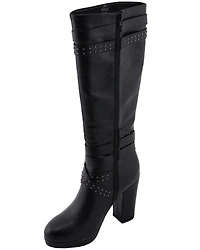 Milwaukee Leather Women's Platform Heel Studded Strap Boot - Round Toe