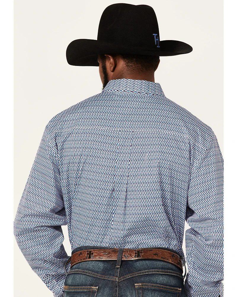 RANK 45® Men's Compete Geo Print Long Sleeve Button Down Western Shirt