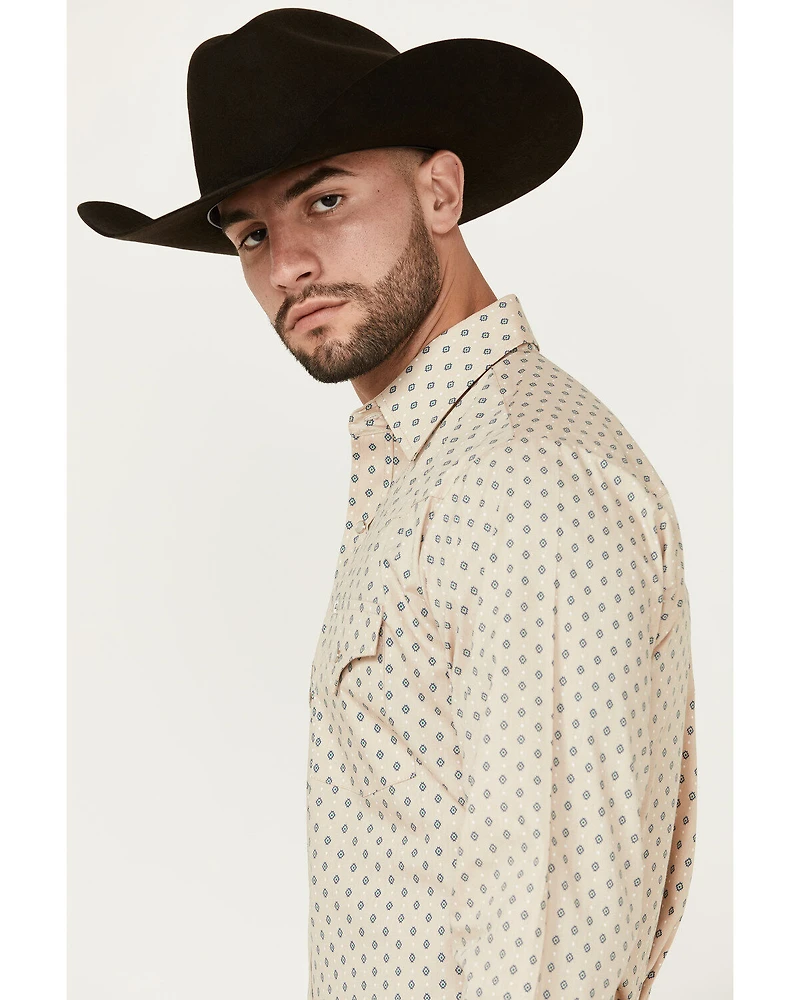 Ely Walker Men's Mini Southwestern Geo Print Long Sleeve Snap Western Shirt