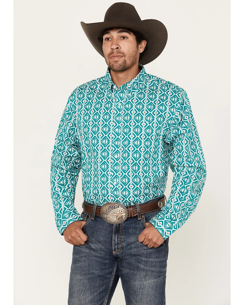 RANK 45® Men's Fearless Geo Long Sleeve Button-Down Western Shirt