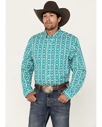 RANK 45® Men's Fearless Geo Long Sleeve Button-Down Western Shirt